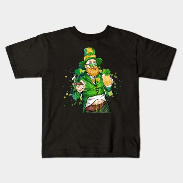 Ciggarette and beer st patrick's day Kids T-Shirt by dyazagita